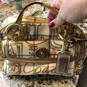Vintage Coach Handbag Gold Graffiti